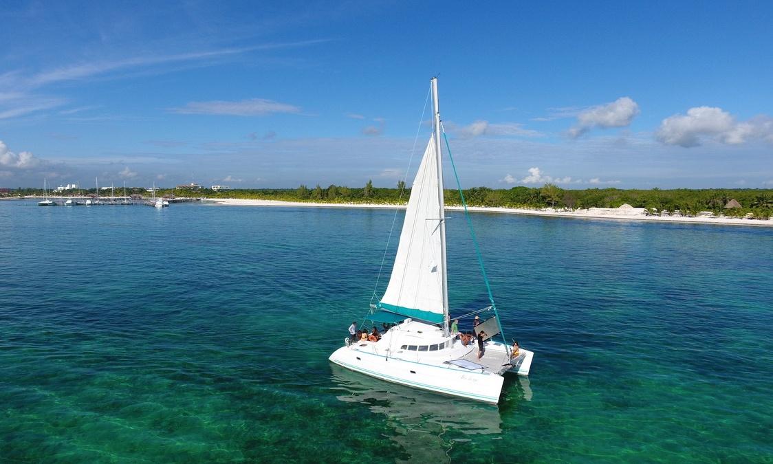 Luxury yacht sailing in Playa del Carmen Caribbean waters